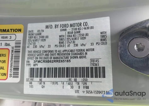 2024 Ford Bronco Sport Big Bend from USA, damaged, VIN 3FMCR9B62RRE65185